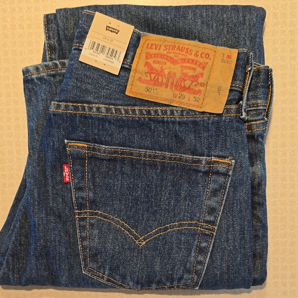 Levi's Classic 501 Button Fly Indigo Straight Jeans 29 X 32